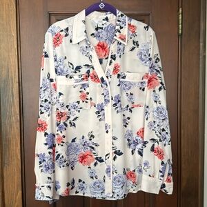 Candie’s Floral Long Sleeve Button Down Blouse